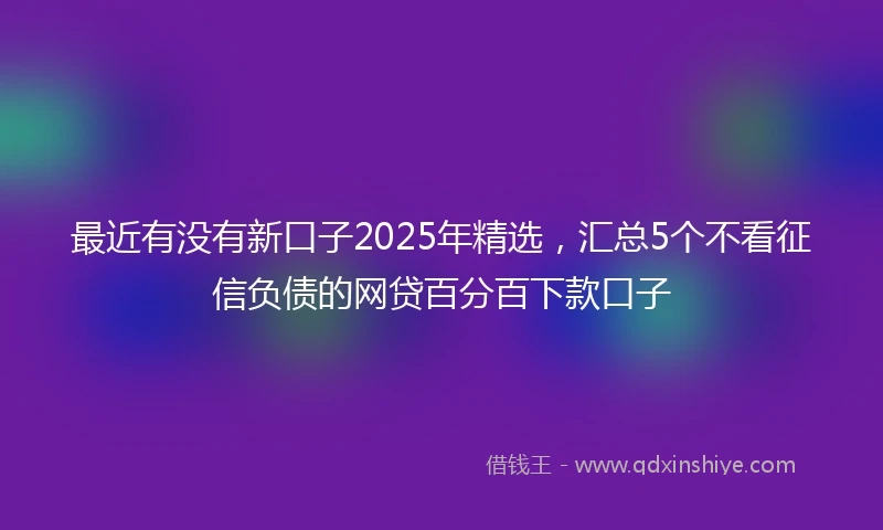 最近有没有新口子2025年精选，汇总5个不看征信负债的网贷百分百下款口子