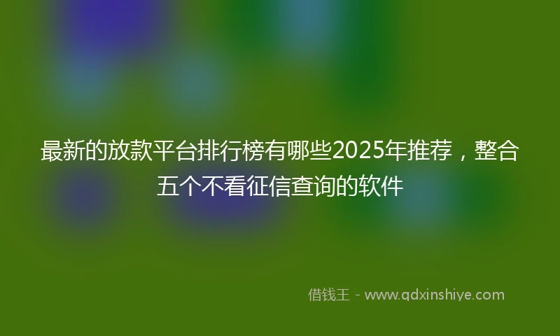 最新的放款平台排行榜有哪些2025年推荐，整合五个不看征信查询的软件