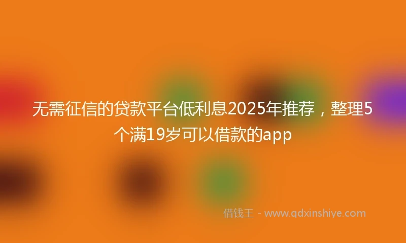 无需征信的贷款平台低利息2025年推荐，整理5个满19岁可以借款的app