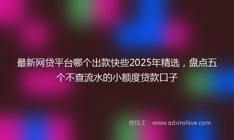 最新网贷平台哪个出款快些2025年精选，盘点五个不查流水的小额度贷款口子