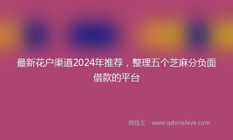 最新花户渠道2024年推荐，整理五个芝麻分负面借款的平台