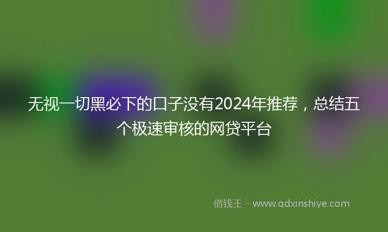 无视一切黑必下的口子没有2024年推荐，总结五个极速审核的网贷平台