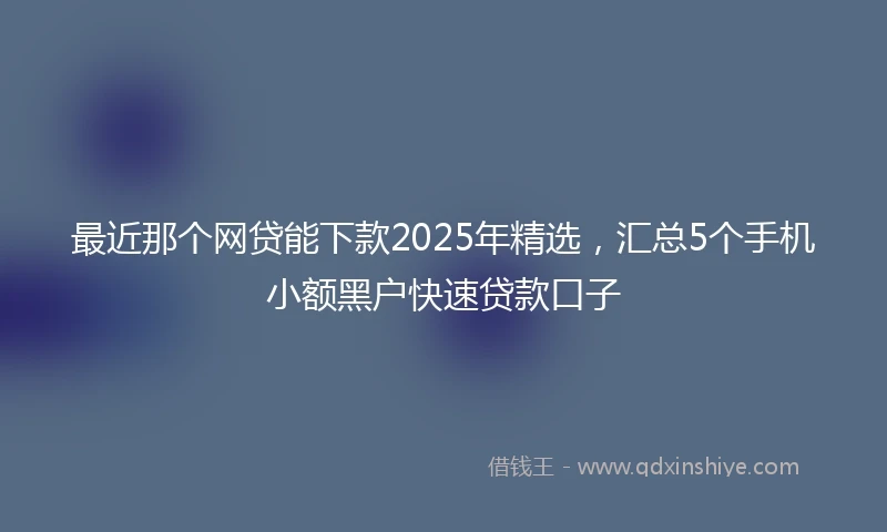 最近那个网贷能下款2025年精选，汇总5个手机小额黑户快速贷款口子