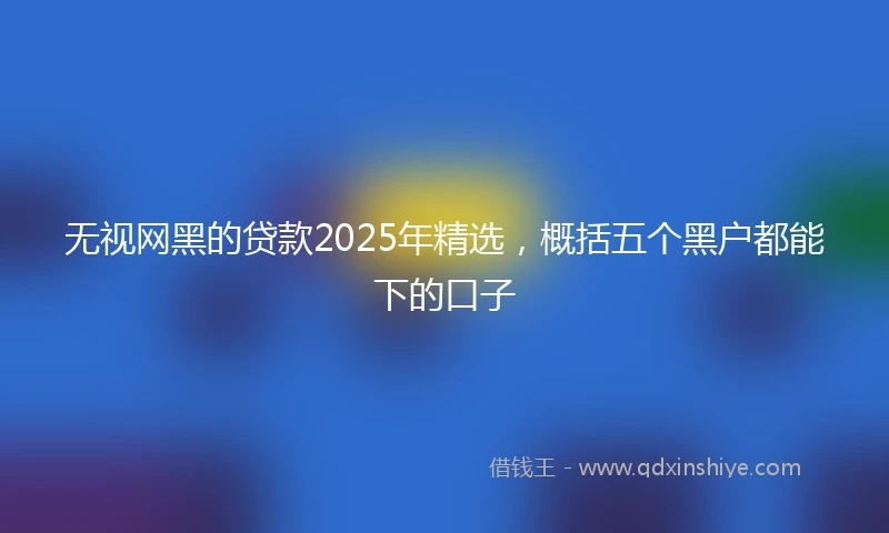 无视网黑的贷款2025年精选，概括五个黑户都能下的口子