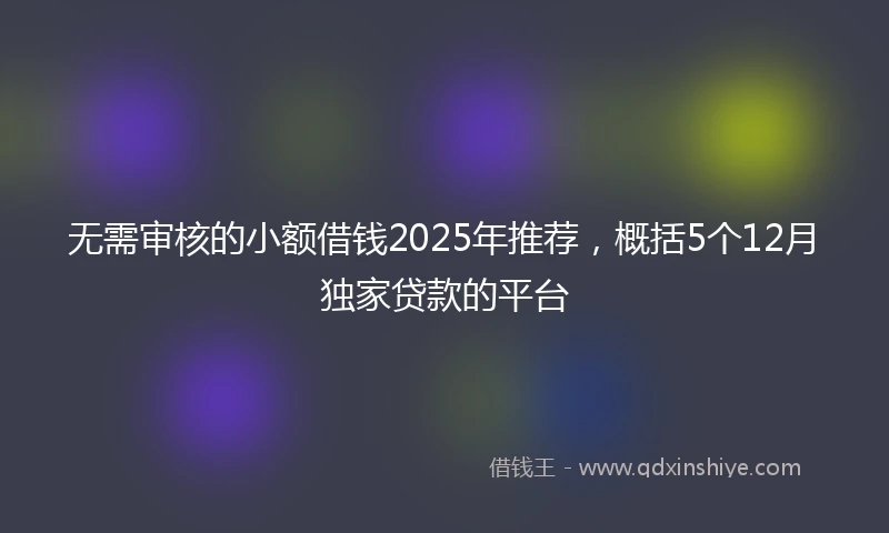 无需审核的小额借钱2025年推荐，概括5个12月独家贷款的平台