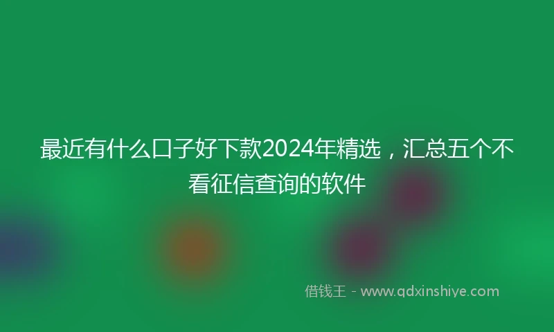 最近有什么口子好下款2024年精选，汇总五个不看征信查询的软件