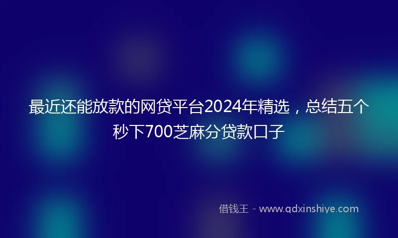 最近还能放款的网贷平台2024年精选,总结五个秒下700芝麻分贷款口子