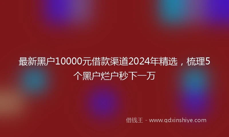 最新黑户10000元借款渠道2024年精选，梳理5个黑户烂户秒下一万