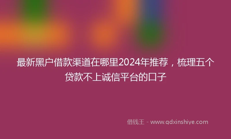 最新黑户借款渠道在哪里2024年推荐，梳理五个贷款不上诚信平台的口子