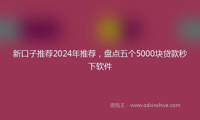 新口子推荐2024年推荐，盘点五个5000块贷款秒下软件