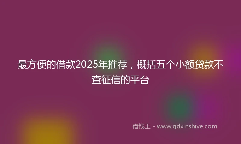 最方便的借款2025年推荐，概括五个小额贷款不查征信的平台