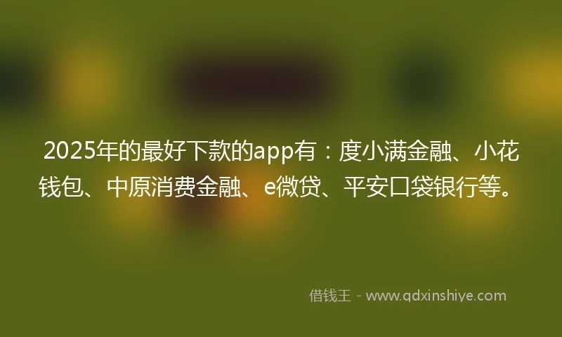 2025年的最好下款的app有：度小满金融、小花钱包、中原消费金融、e微贷、平安口袋银行等。