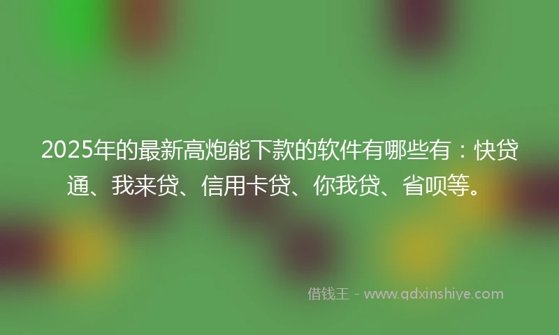 2025年的最新高炮能下款的软件有哪些有：快贷通、我来贷、信用卡贷、你我贷、省呗等。