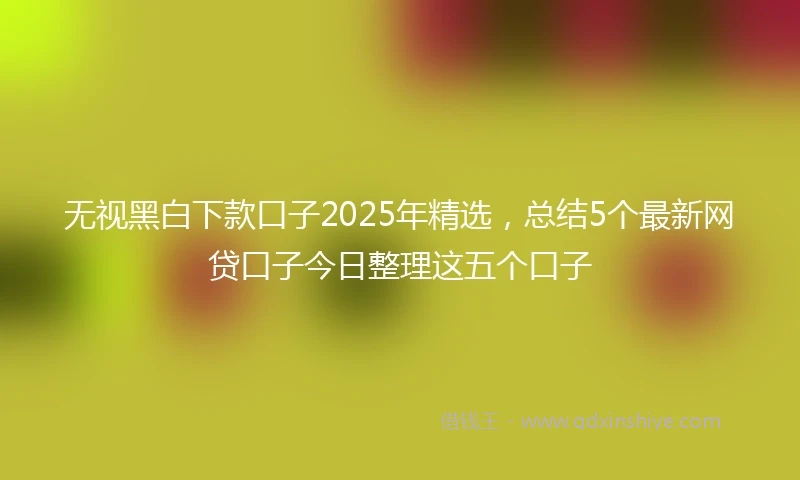 无视黑白下款口子2025年精选，总结5个最新网贷口子今日整理这五个口子