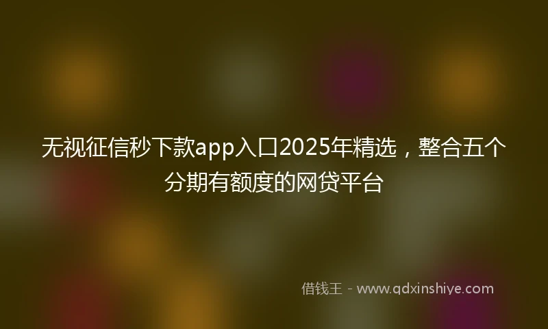 无视征信秒下款app入口2025年精选，整合五个分期有额度的网贷平台