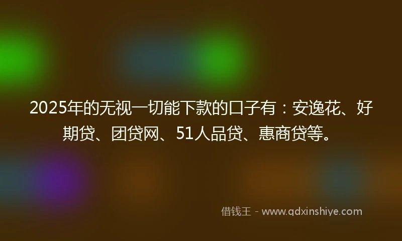 2025年的无视一切能下款的口子有：安逸花、好期贷、团贷网、51人品贷、惠商贷等。