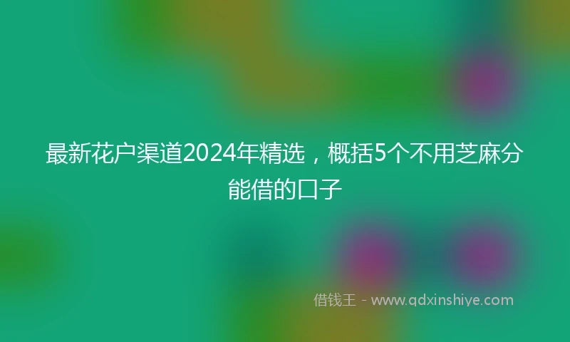 最新花户渠道2024年精选，概括5个不用芝麻分能借的口子