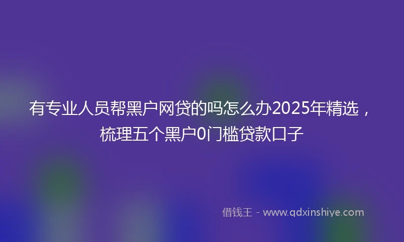 有专业人员帮黑户网贷的吗怎么办2025年精选，梳理五个黑户0门槛贷款口子