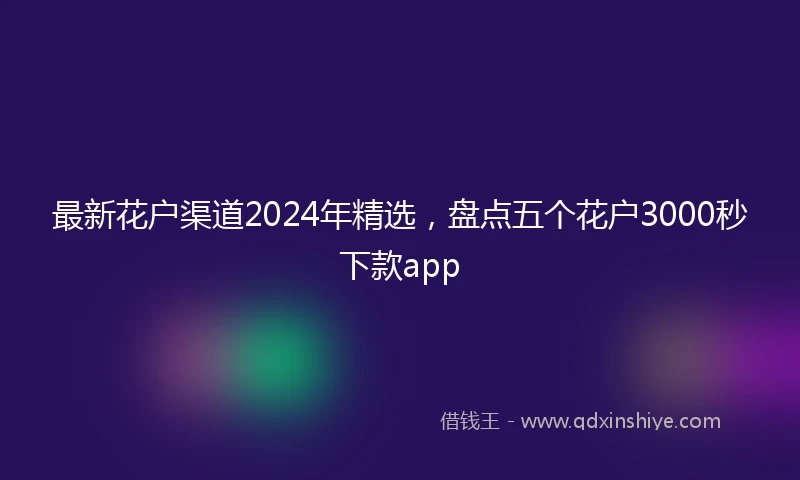 最新花户渠道2024年精选，盘点五个花户3000秒下款app