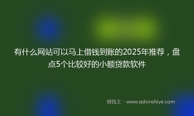 有什么网站可以马上借钱到账的2025年推荐，盘点5个比较好的小额贷款软件