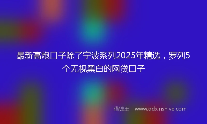 最新高炮口子除了宁波系列2025年精选，罗列5个无视黑白的网贷口子
