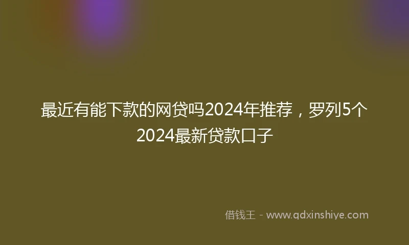 最近有能下款的网贷吗2024年推荐，罗列5个2024最新贷款口子