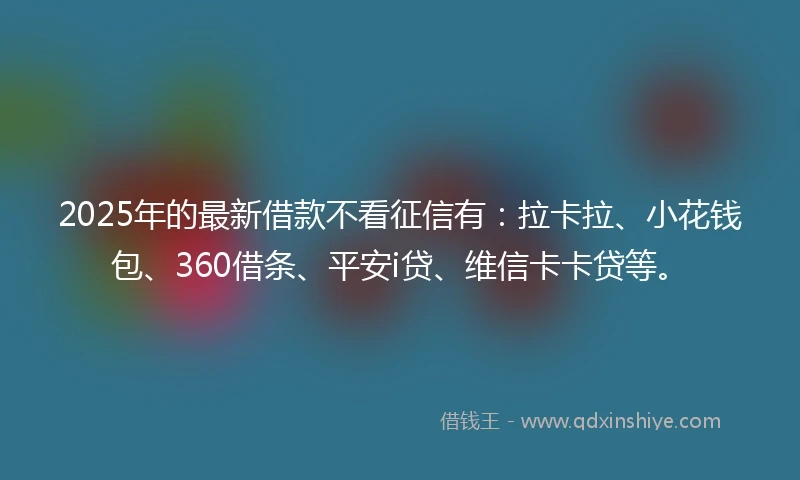 2025年的最新借款不看征信有：拉卡拉、小花钱包、360借条、平安i贷、维信卡卡贷等。