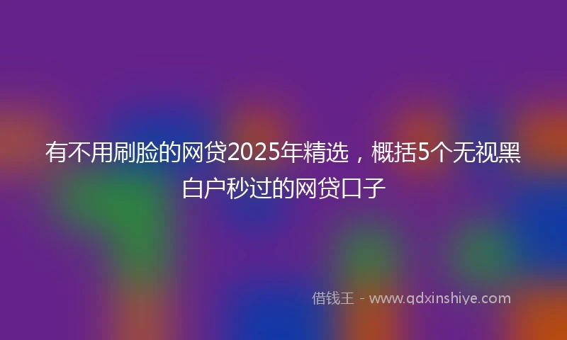 有不用刷脸的网贷2025年精选,概括5个无视黑白户秒过的网贷口子