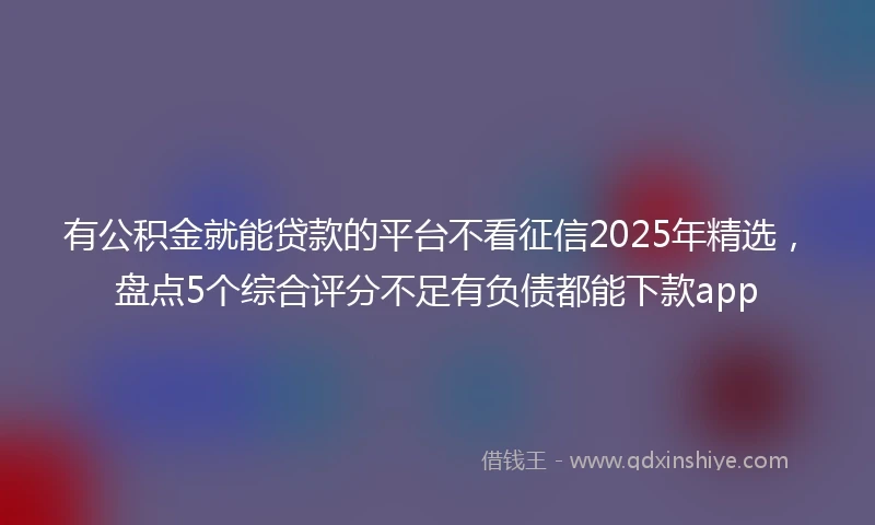 有公积金就能贷款的平台不看征信2025年精选，盘点5个综合评分不足有负债都能下款app