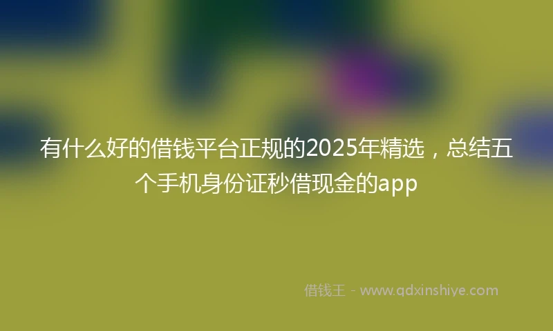 有什么好的借钱平台正规的2025年精选,总结五个手机身份证秒借现金的app