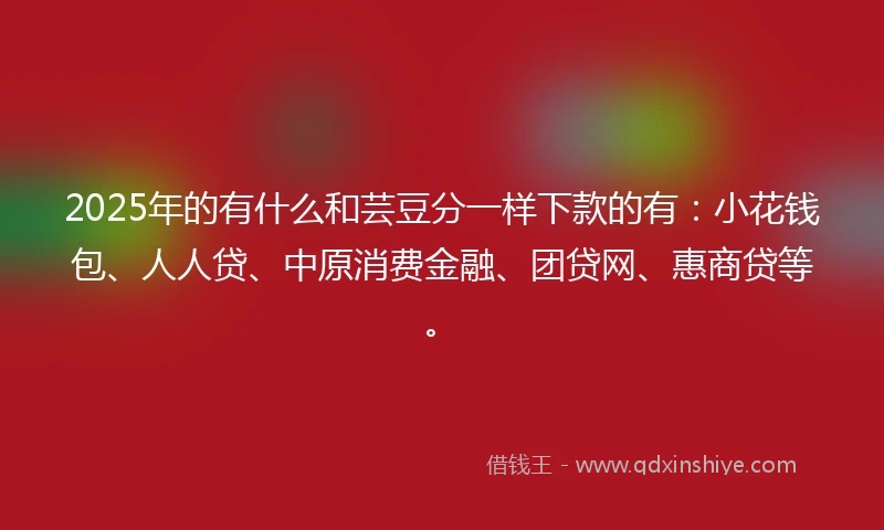 2025年的有什么和芸豆分一样下款的有：小花钱包、人人贷、中原消费金融、团贷网、惠商贷等。