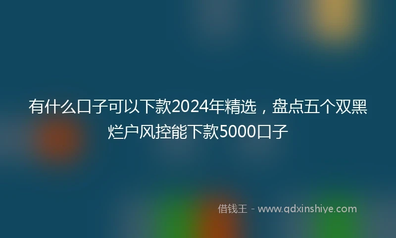 有什么口子可以下款2024年精选，盘点五个双黑烂户风控能下款5000口子
