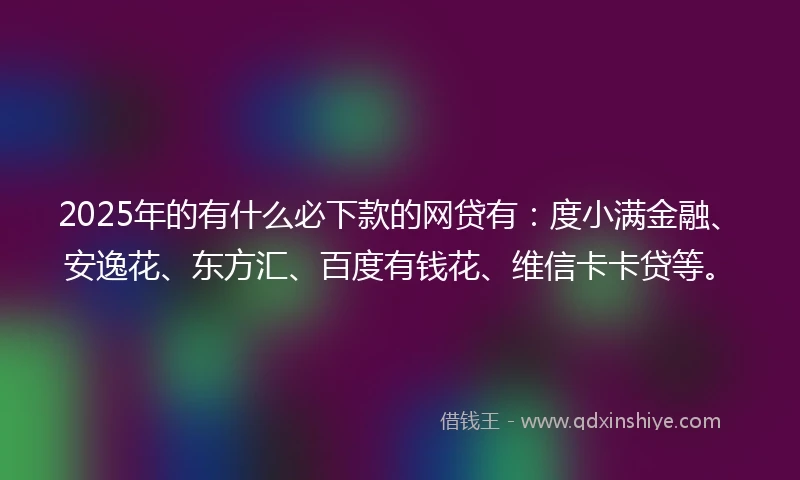 2025年的有什么必下款的网贷有：度小满金融、安逸花、东方汇、百度有钱花、维信卡卡贷等。