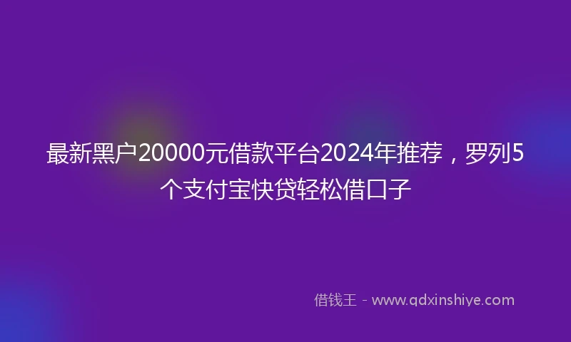 最新黑户20000元借款平台2024年推荐，罗列5个支付宝快贷轻松借口子
