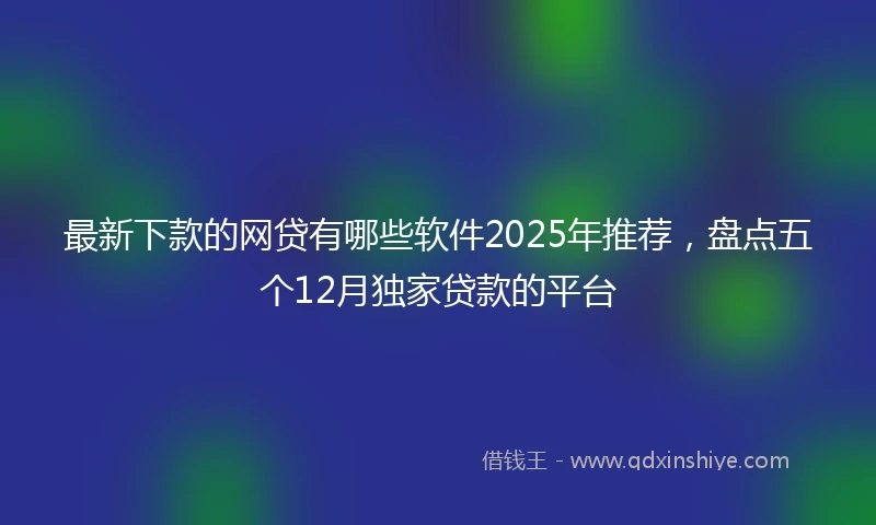 最新下款的网贷有哪些软件2025年推荐，盘点五个12月独家贷款的平台