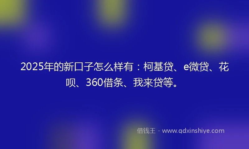 2025年的新口子怎么样有：柯基贷、e微贷、花呗、360借条、我来贷等。