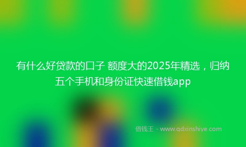 有什么好贷款的口子 额度大的2025年精选，归纳五个手机和身份证快速借钱app