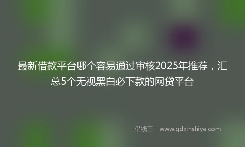 最新借款平台哪个容易通过审核2025年推荐，汇总5个无视黑白必下款的网贷平台