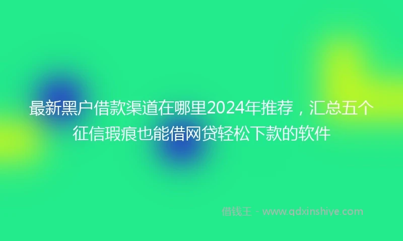 最新黑户借款渠道在哪里2024年推荐，汇总五个征信瑕疵也能借网贷轻松下款的软件