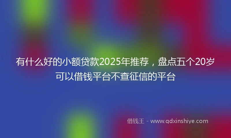 有什么好的小额贷款2025年推荐，盘点五个20岁可以借钱平台不查征信的平台