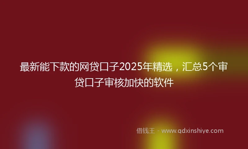 最新能下款的网贷口子2025年精选，汇总5个审贷口子审核加快的软件