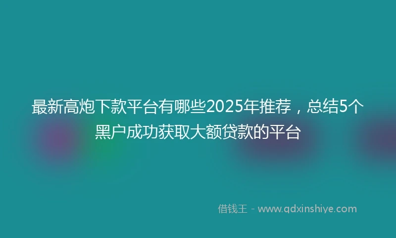 最新高炮下款平台有哪些2025年推荐，总结5个黑户成功获取大额贷款的平台