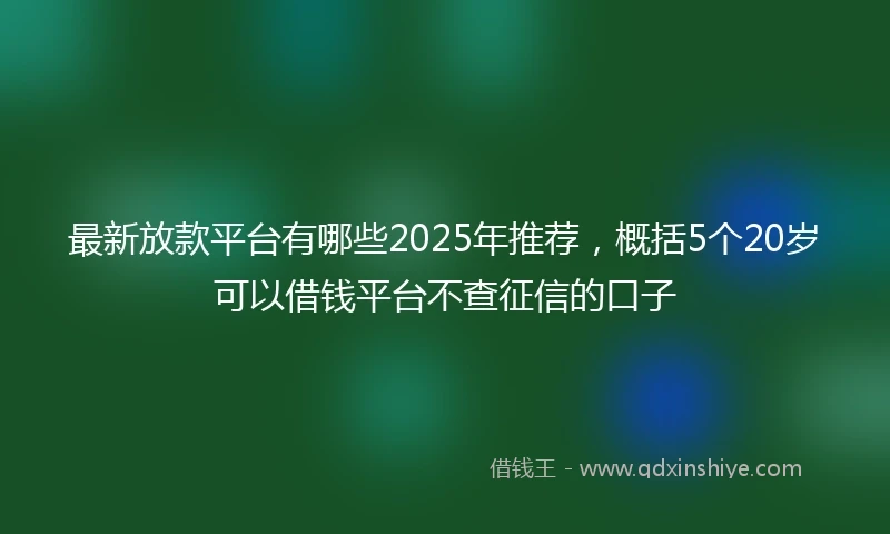 最新放款平台有哪些2025年推荐，概括5个20岁可以借钱平台不查征信的口子