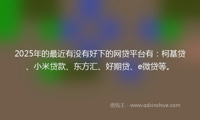 2025年的最近有没有好下的网贷平台有：柯基贷、小米贷款、东方汇、好期贷、e微贷等。