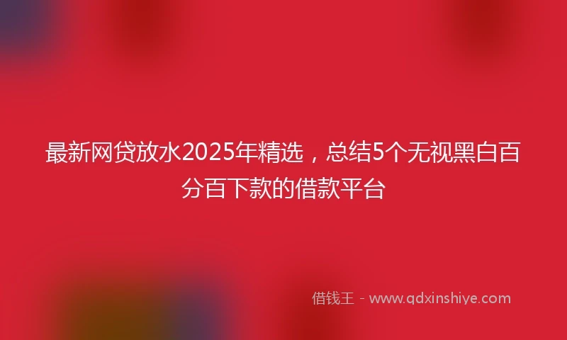 最新网贷放水2025年精选，总结5个无视黑白百分百下款的借款平台