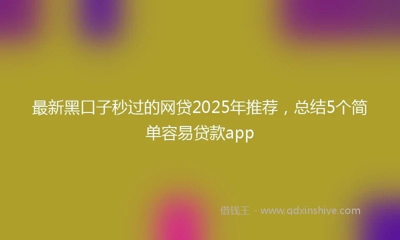 最新黑口子秒过的网贷2025年推荐，总结5个简单容易贷款app