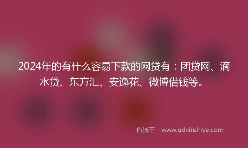 2024年的有什么容易下款的网贷有：团贷网、滴水贷、东方汇、安逸花、微博借钱等。