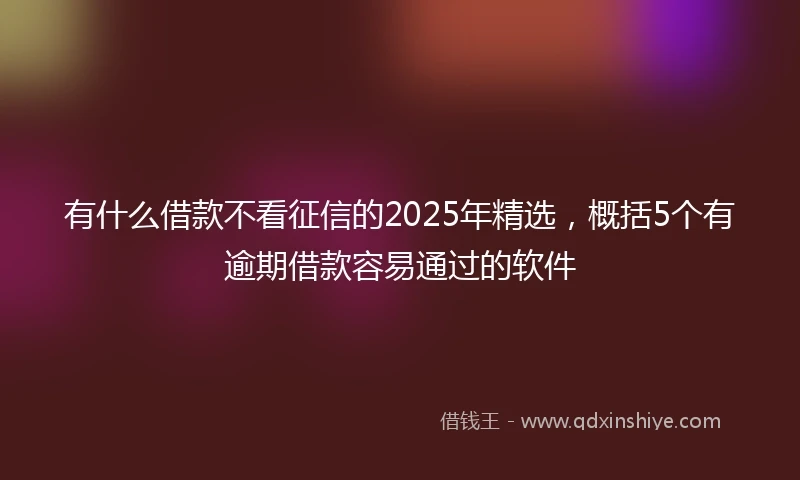 有什么借款不看征信的2025年精选，概括5个有逾期借款容易通过的软件