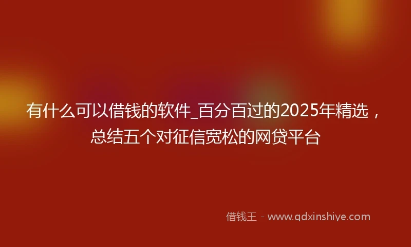 有什么可以借钱的软件_百分百过的2025年精选，总结五个对征信宽松的网贷平台