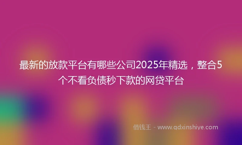最新的放款平台有哪些公司2025年精选，整合5个不看负债秒下款的网贷平台
